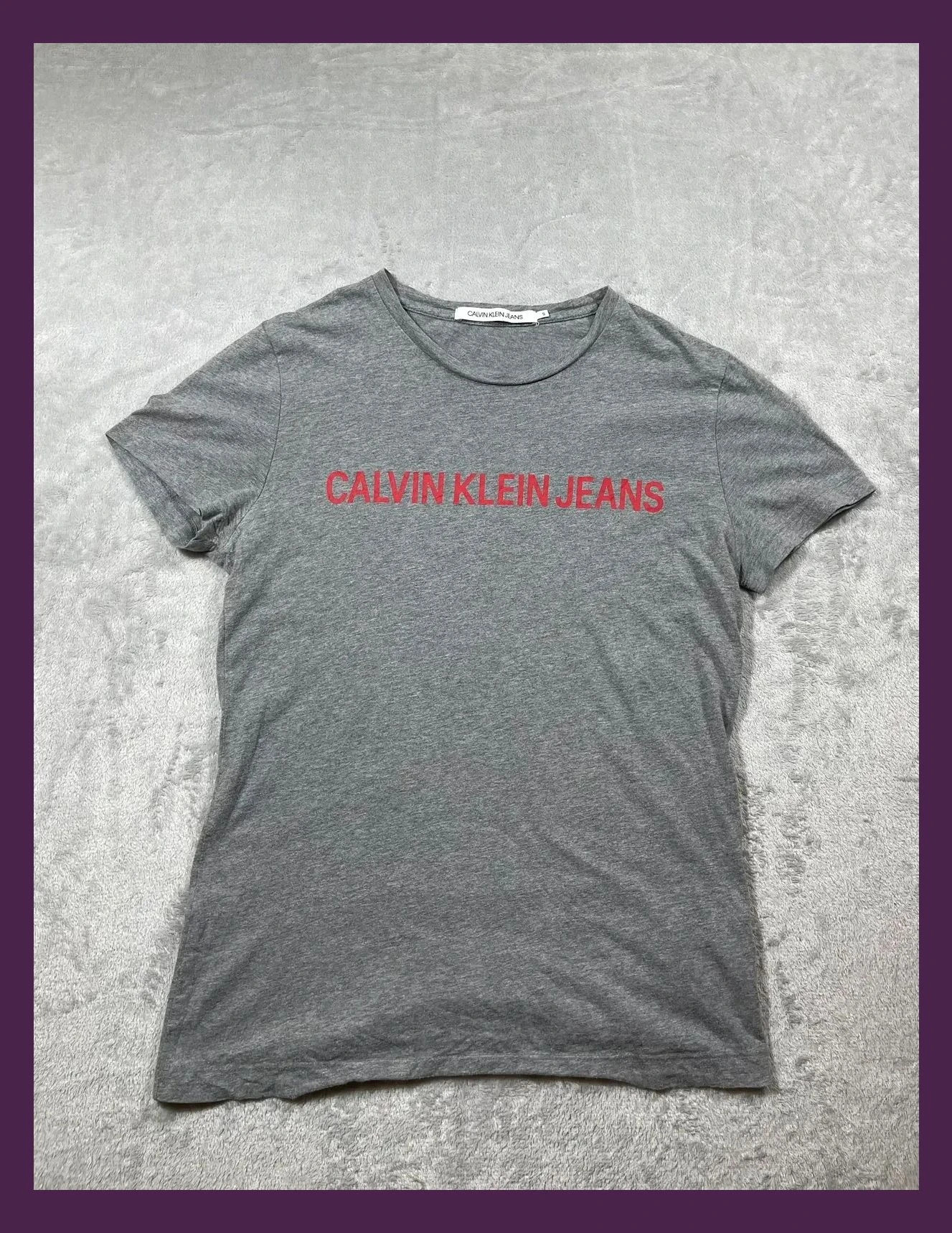 Calvin Klein Jeans T-Shirt Women Grey Size S Red Logo Casual Minimalist Streetwear Style – Calvin Klein Jeans – taille S / 36 / 8 5