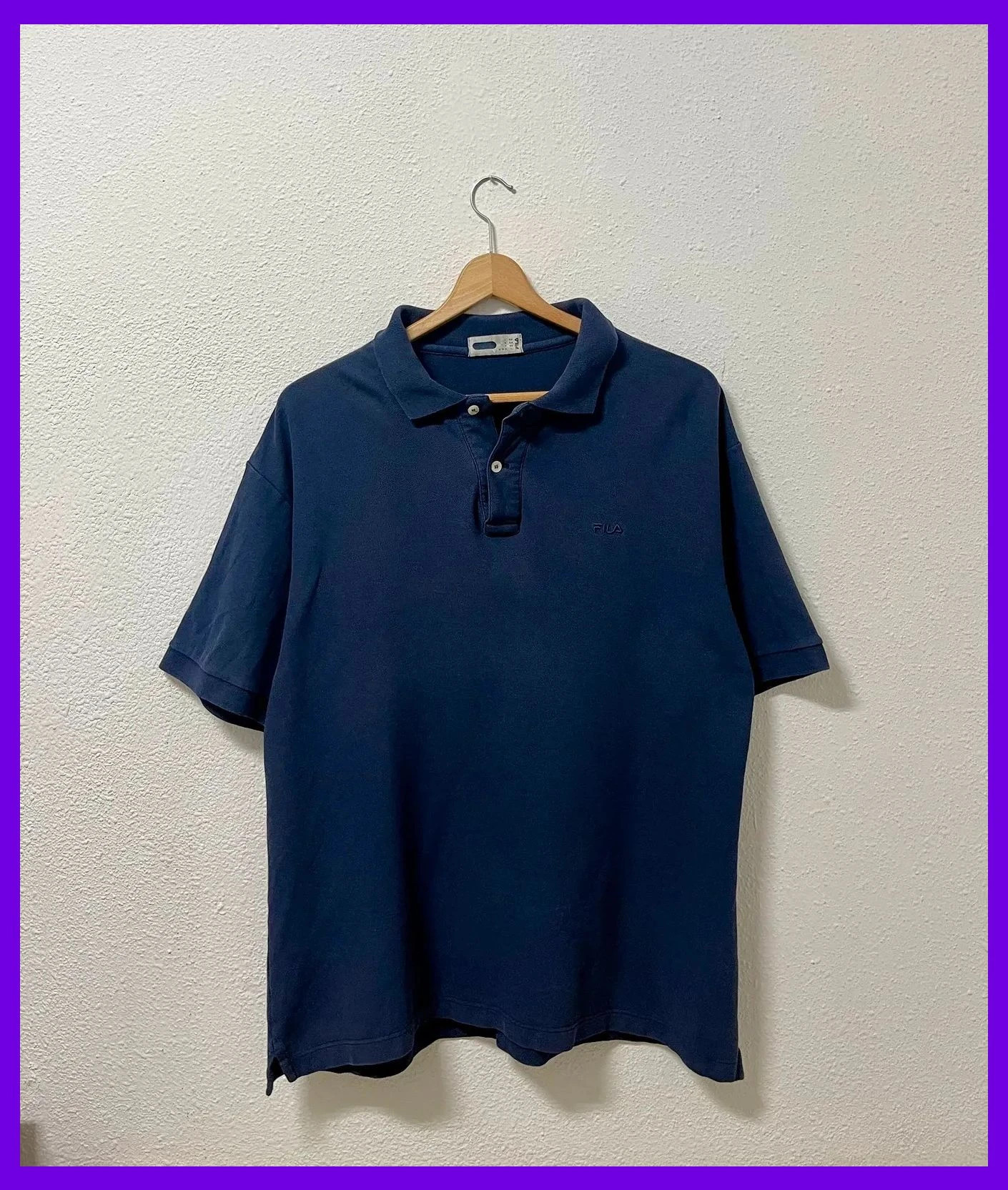 Polo Hombre Fila Azul Marino Talla XL Corte Relajado Logo Bordado Retro Sport Piqué Algodón Calidad