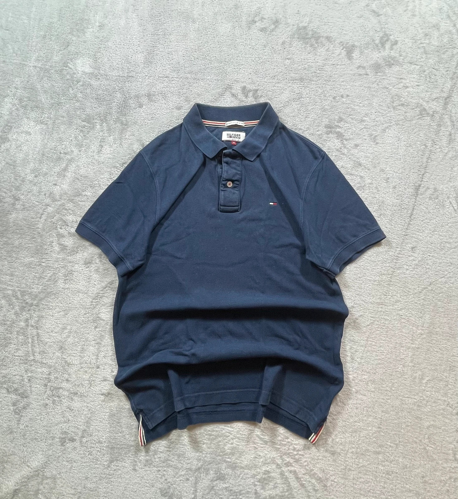 Hilfiger Denim Polo Shirt Navy Blue Classic Casual Y2K 00s Talla M