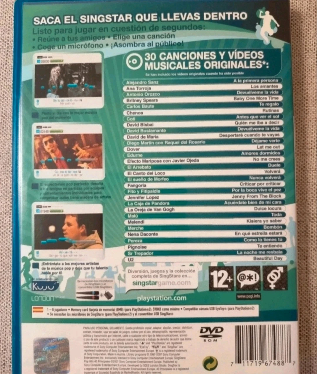 Juego de Sing start de PS2. Perfecto estado. Hits de los 40 principales 2