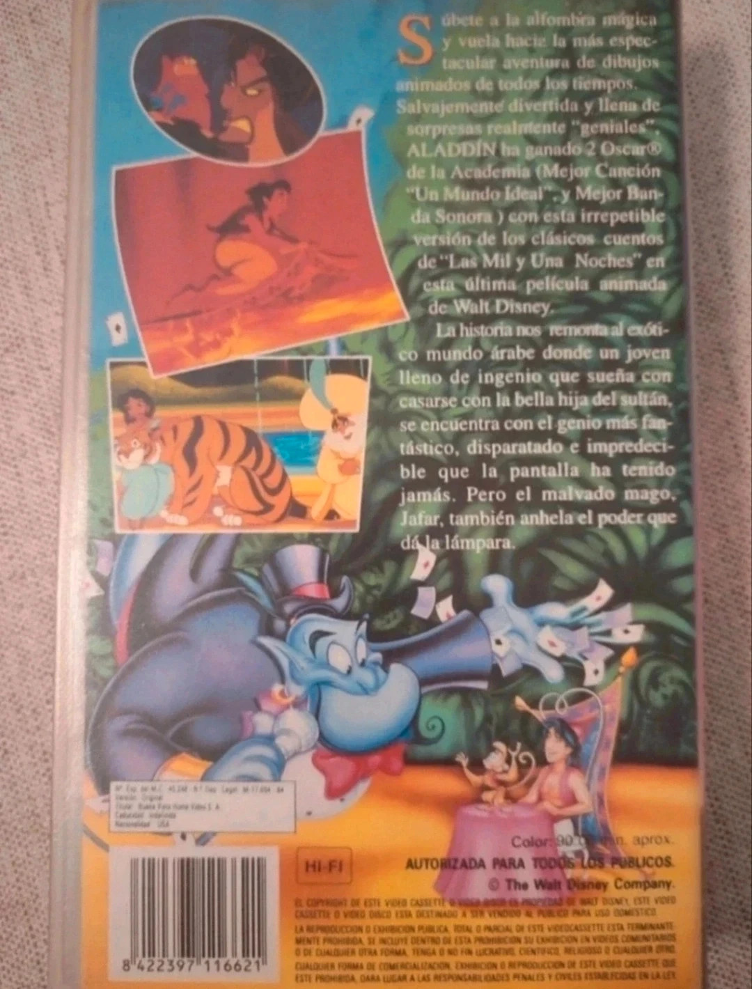 Película VHS de Aladdin Disney. En buen estado. Audio castellano. 2