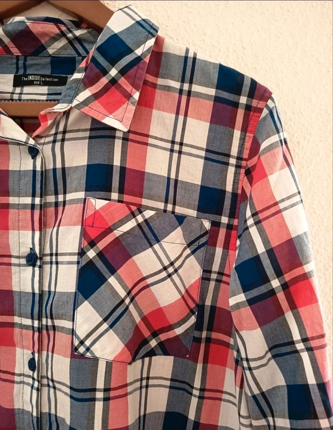Camisa vintage de mujer manga larga a cuadros. De Inside. Talla L – Inside – taille L / 40 / 12 2