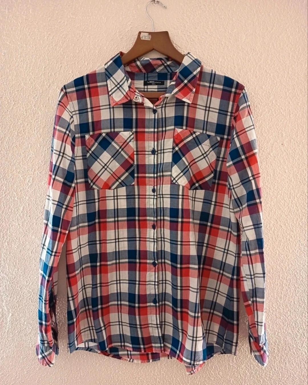 Camisa vintage de mujer manga larga a cuadros. De Inside. Talla L