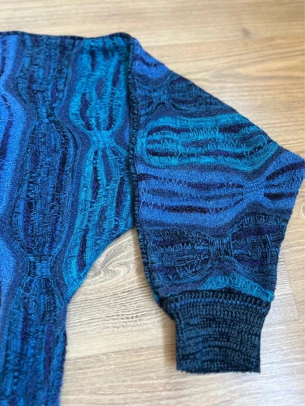 Vintage Carlo Colucci 3D-Strick Pullover | Gr. 52 (L) | Blau-Nuancen 🔹 – Carlo Colucci – taille L 3