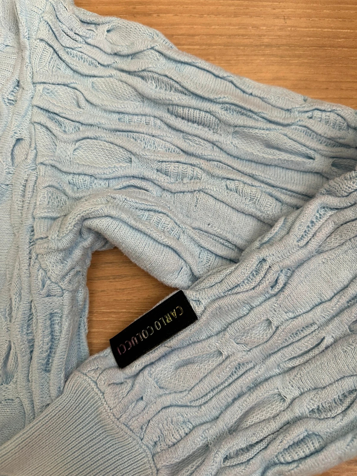 Carlo Colucci Strickpullover Hellblau/Babyblau Gr. S 3D-Struktur – Carlo Colucci – taille S 4