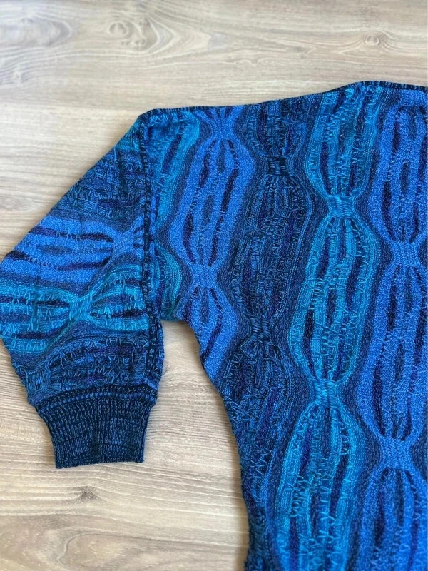 Vintage Carlo Colucci 3D-Strick Pullover | Gr. 52 (L) | Blau-Nuancen 🔹 – Carlo Colucci – taille L 5
