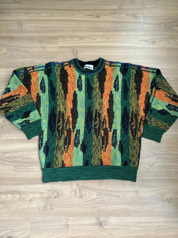 Vintage Carlo Colucci 3D-Strickpullover | Bunt Coogi-Style Gr. M