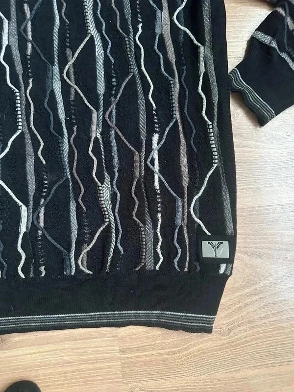 Carlo Colucci Pullover Schwarz Grau Vintage Strick L – Carlo Colucci – taille L 4