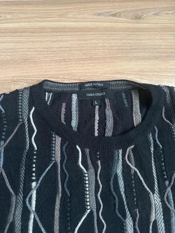 Carlo Colucci Pullover Schwarz Grau Vintage Strick L – Carlo Colucci – taille L 5