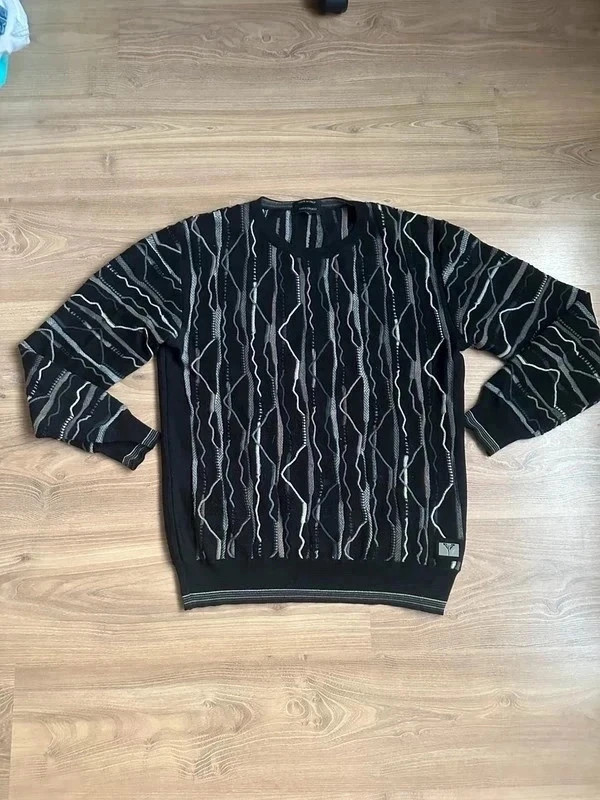 Carlo Colucci Pullover Schwarz Grau Vintage Strick L