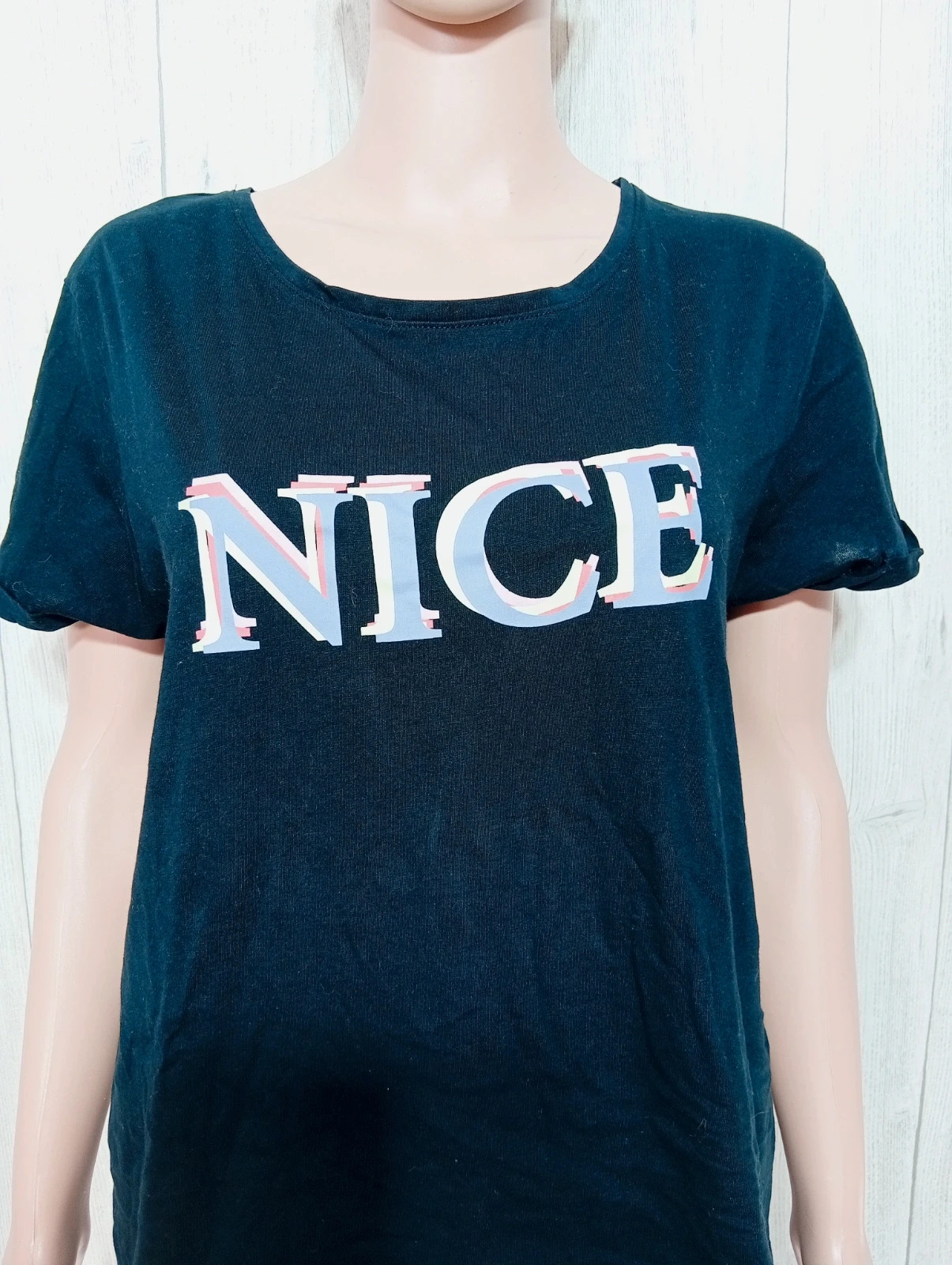 T-shirt imprimé manches courtes femme - taille L/40 - la halle - couleur noir – La Halle – taille L / 40 / 12 2