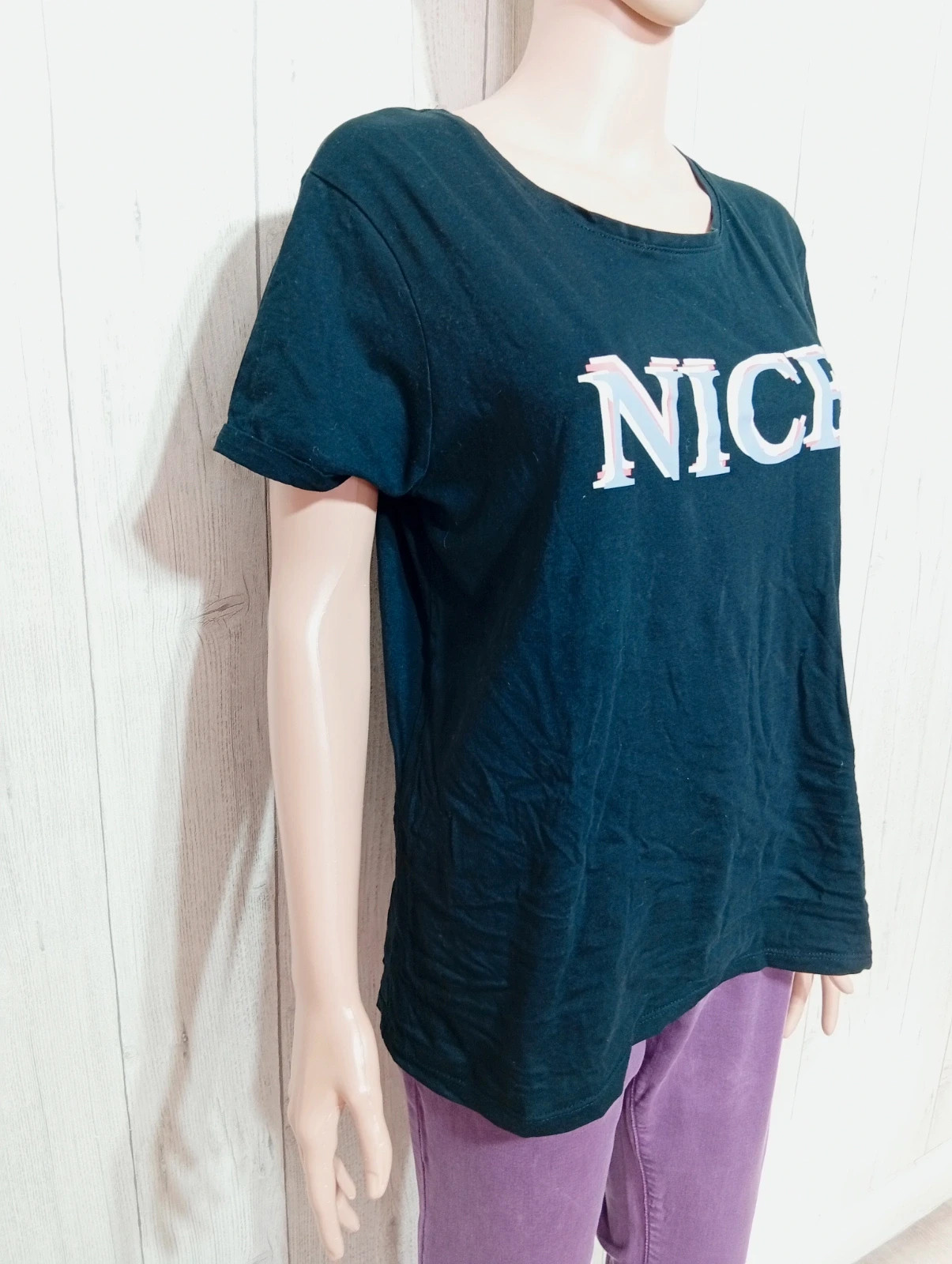T-shirt imprimé manches courtes femme - taille L/40 - la halle - couleur noir – La Halle – taille L / 40 / 12 4