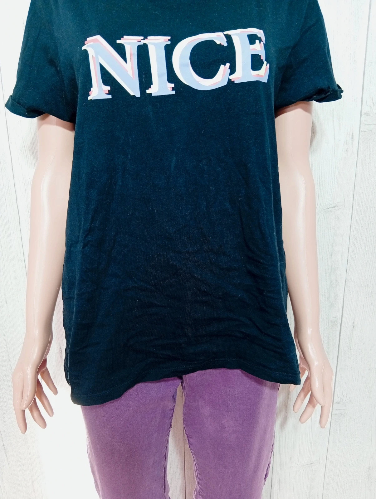 T-shirt imprimé manches courtes femme - taille L/40 - la halle - couleur noir – La Halle – taille L / 40 / 12 3