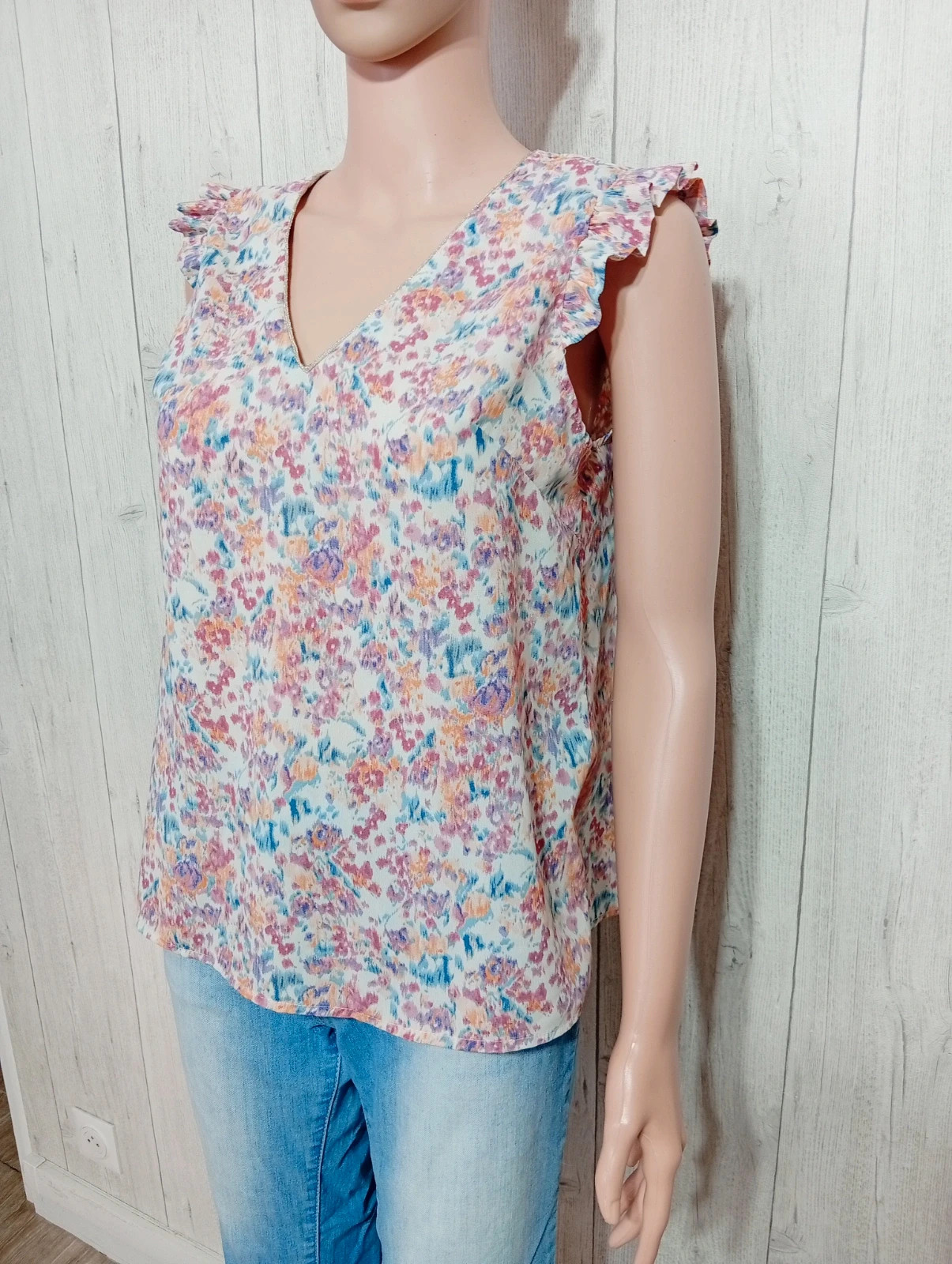 Blouse sans manches imprimé floral femme- taille M/38 - Emma ella - couleur multicolore – Emma & Ella – taille M / 38 / 10 5