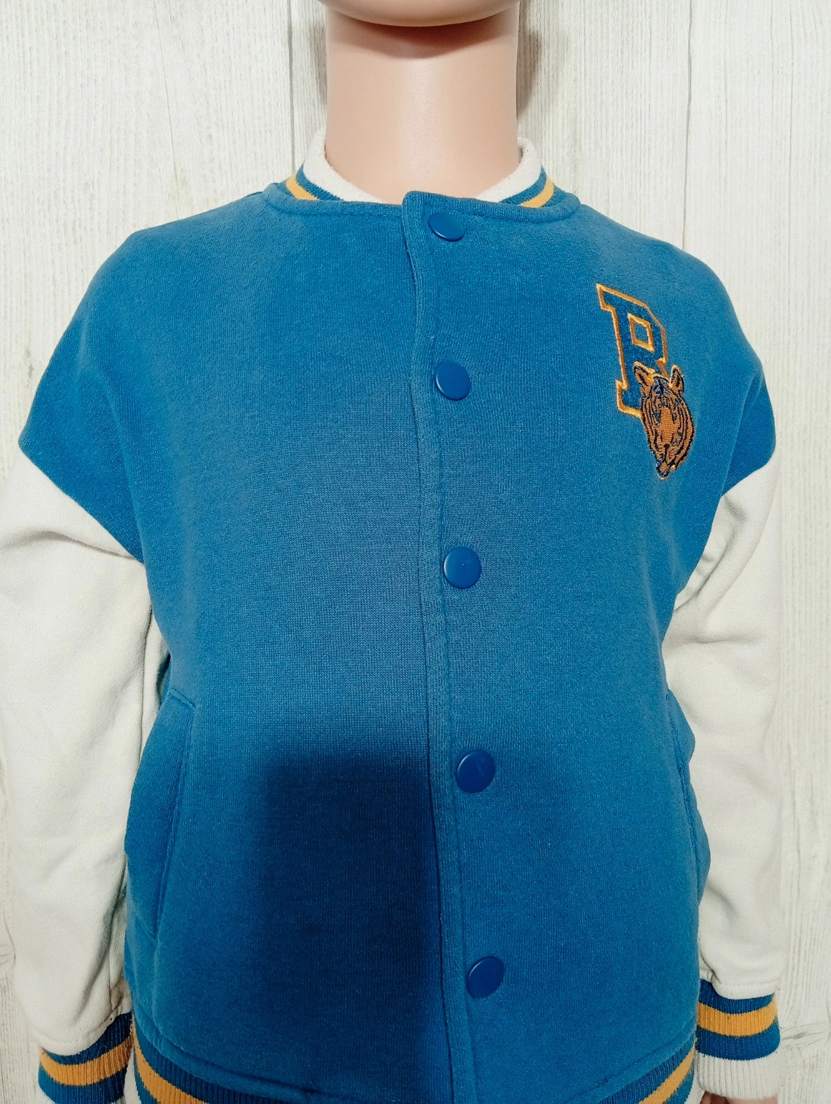 Blouson avec bouton de pression - taille 4 ans (101/107 cm) - in extenso - couleur bleu blanc – In Extenso – taille 4 ans / 104 cm 2