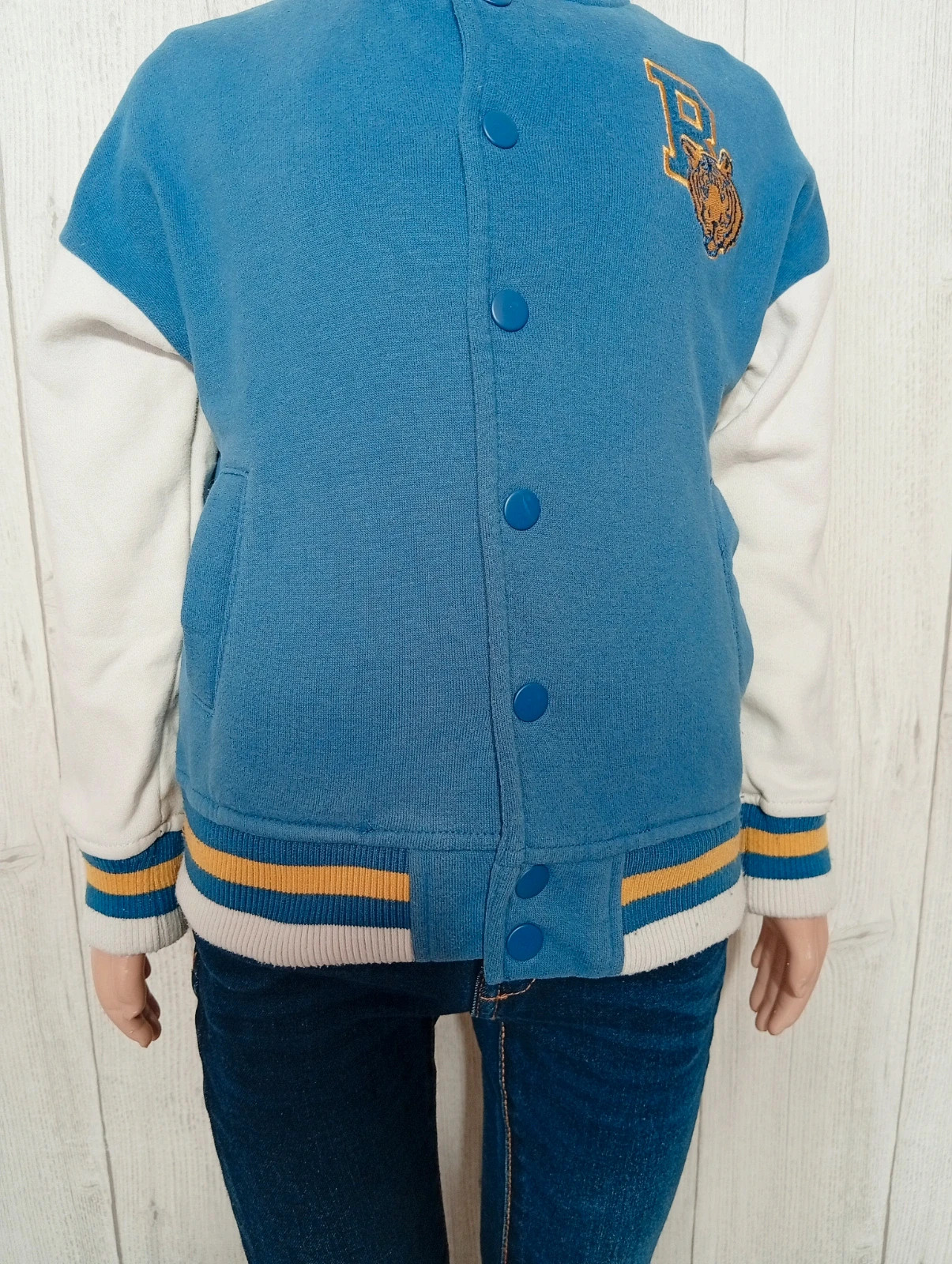 Blouson avec bouton de pression - taille 4 ans (101/107 cm) - in extenso - couleur bleu blanc – In Extenso – taille 4 ans / 104 cm 3
