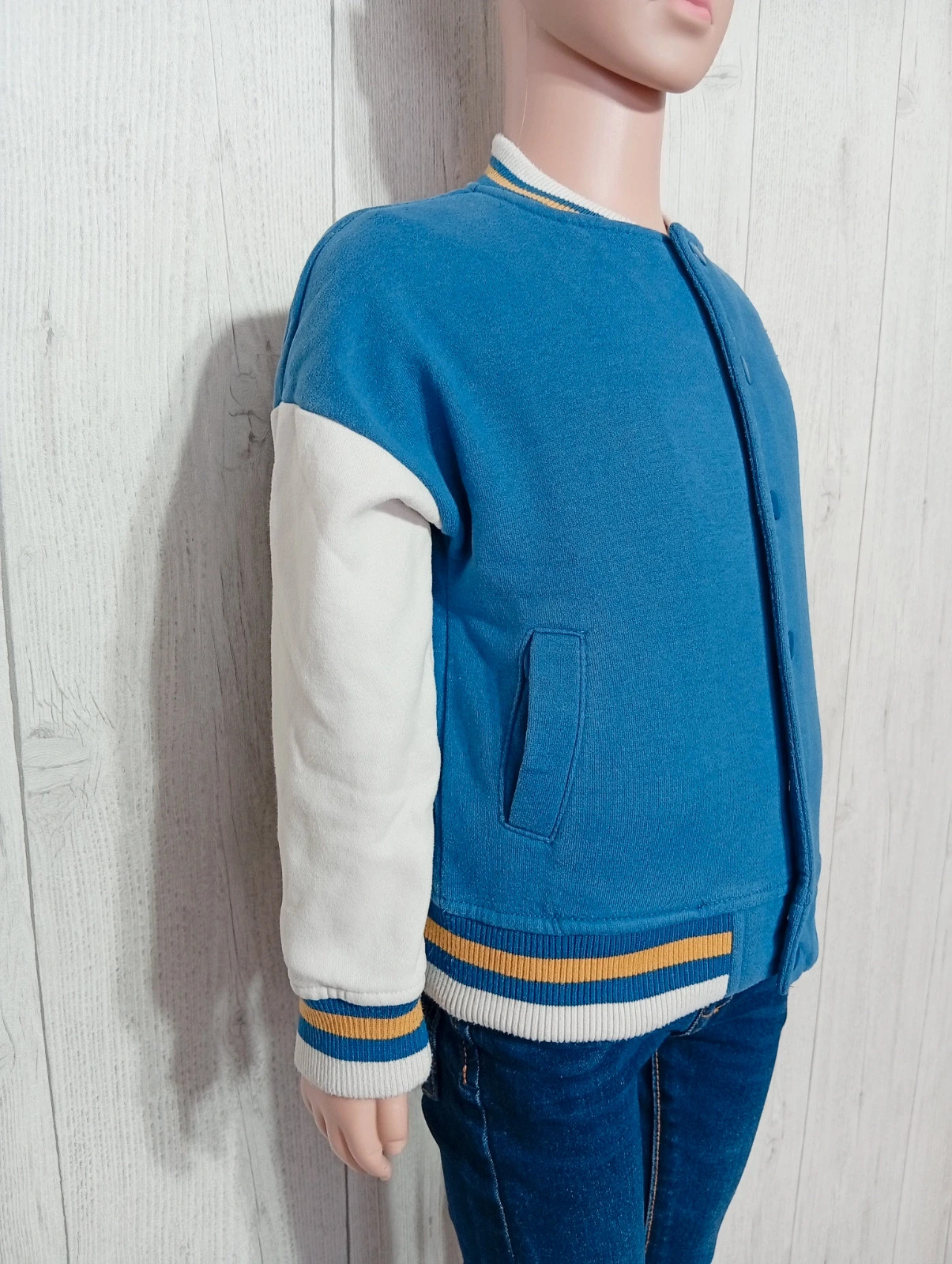 Blouson avec bouton de pression - taille 4 ans (101/107 cm) - in extenso - couleur bleu blanc – In Extenso – taille 4 ans / 104 cm 4