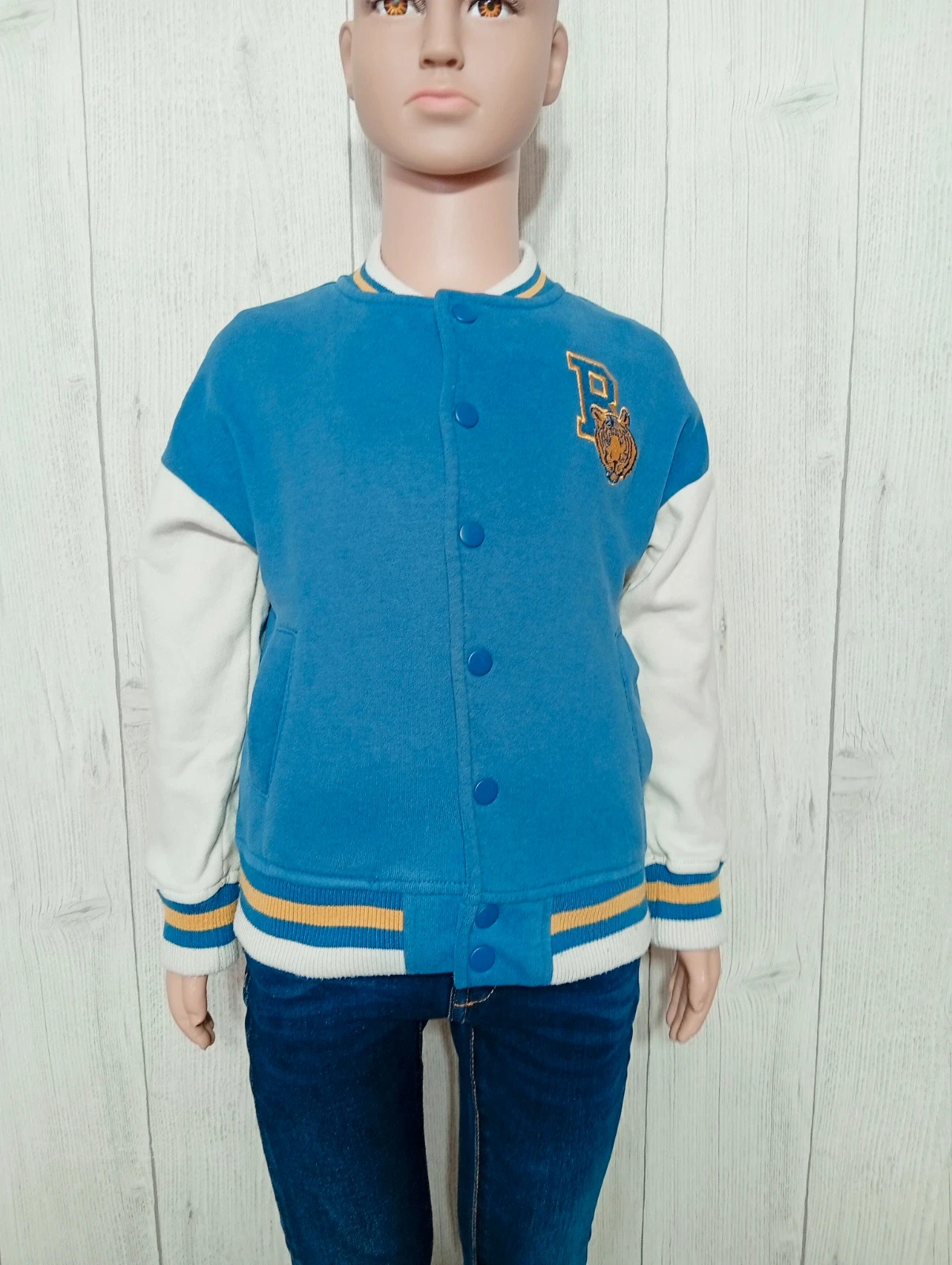 Blouson avec bouton de pression - taille 4 ans (101/107 cm) - in extenso - couleur bleu blanc – In Extenso – taille 4 ans / 104 cm
