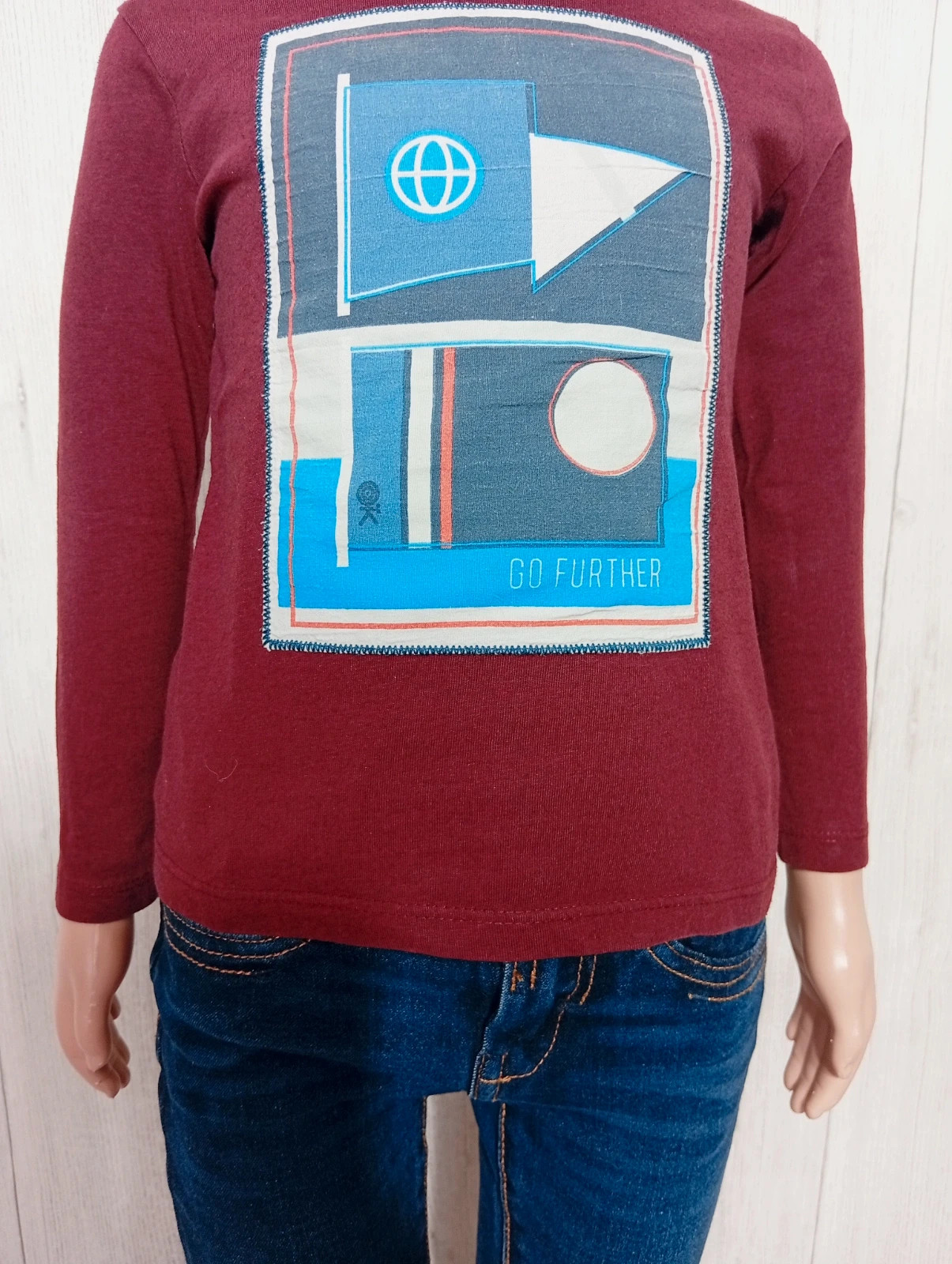 T-shirt imprimé manches longues garcon - taille 3 ans (98 cm) - okaidi - couleur bordeaux – Okaïdi – taille 3 ans / 98 cm 3