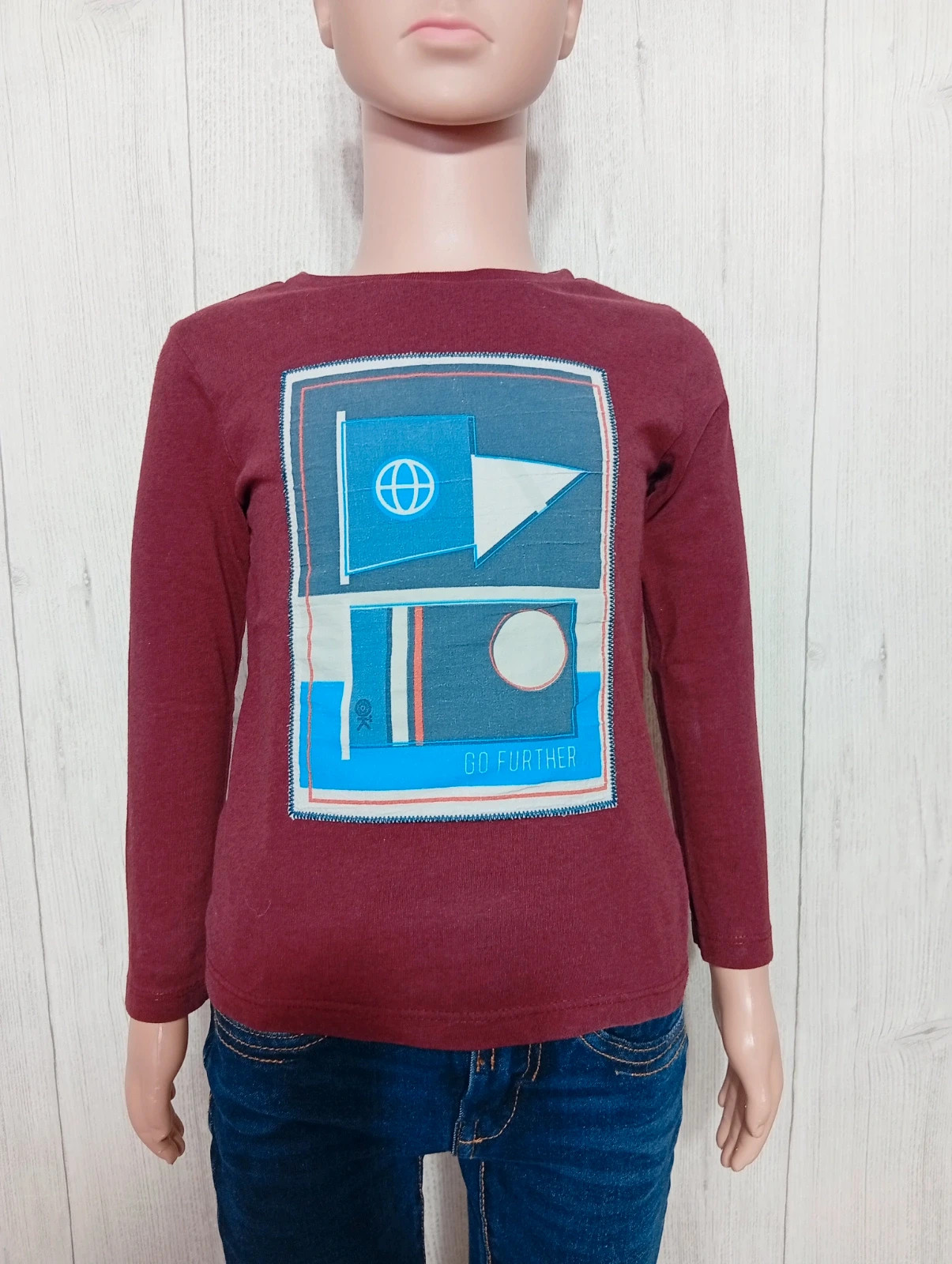 T-shirt imprimé manches longues garcon - taille 3 ans (98 cm) - okaidi - couleur bordeaux – Okaïdi – taille 3 ans / 98 cm