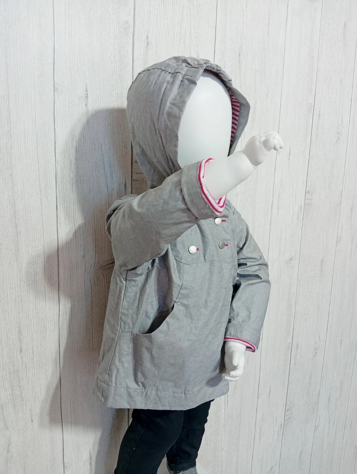 Manteau imperméable a capuche fille - taille 12 mois (74 cm) - obaibi - couleur gris – Obaïbi – taille 9-12 mois / 74 cm 2