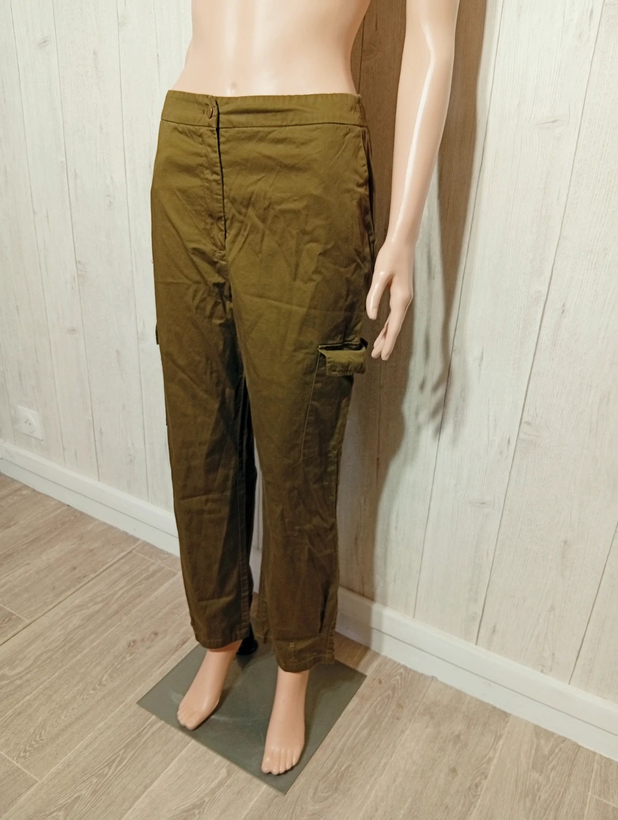 Pantalon cargo coupe droite femme-taille L/40 - pimkie - couleur kaki – Pimkie – taille L / 40 / 12 5