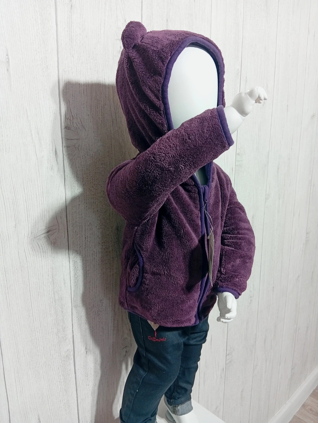 Gilet polaire a capuche fille- taille 12 mois (74 cm) - U petits - couleur violet - neuf – U tout petits – taille 9-12 mois / 74 cm 2