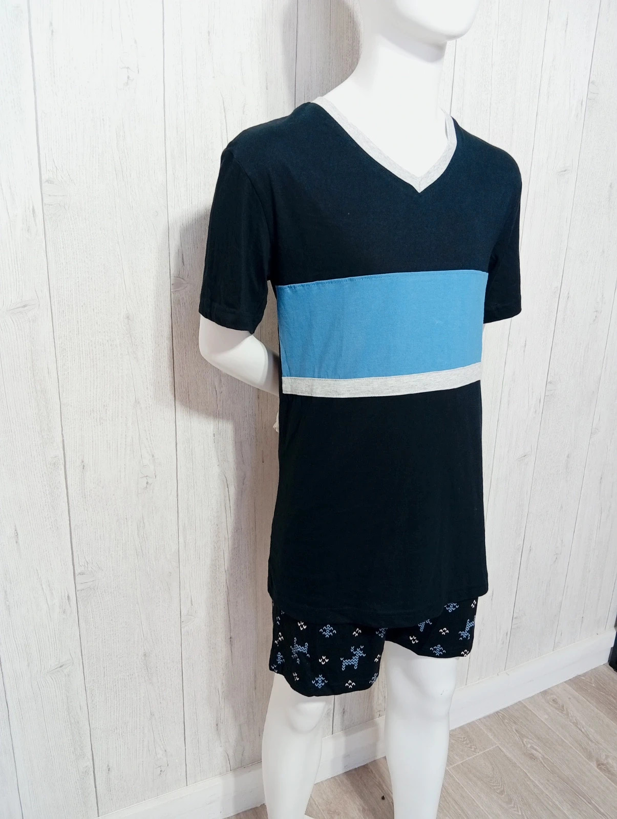 Ensemble de pyjama 2 pieces homme- taille M/38 - blanche porte - couleur noir gris bleu – Blancheporte – taille M 4