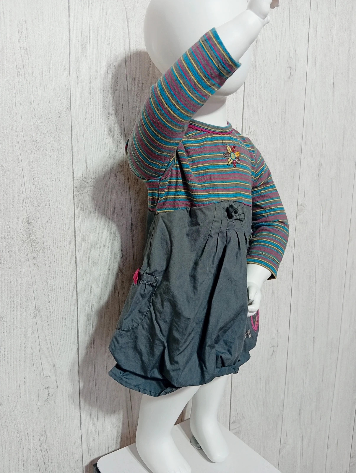 Robe courte fille- taille 12 mois - terre de marins - couleur gris multicolore – Terre de Marins – taille 12-18 mois / 80 cm 2