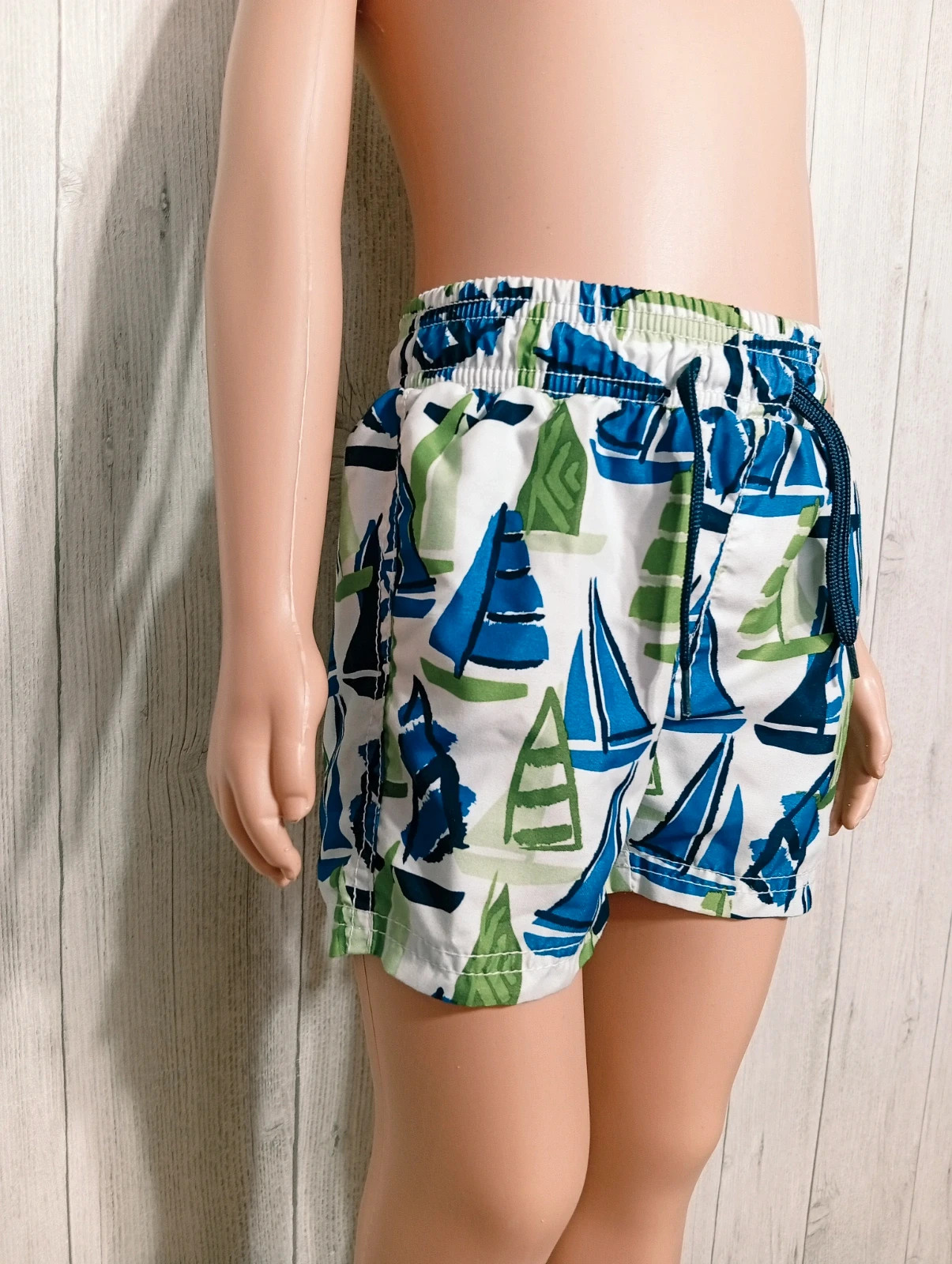 Short avec cordon serrage et taille élastique garcon - taille 3 ans - couleur blanc vert bleu – taille 3 ans / 98 cm 2