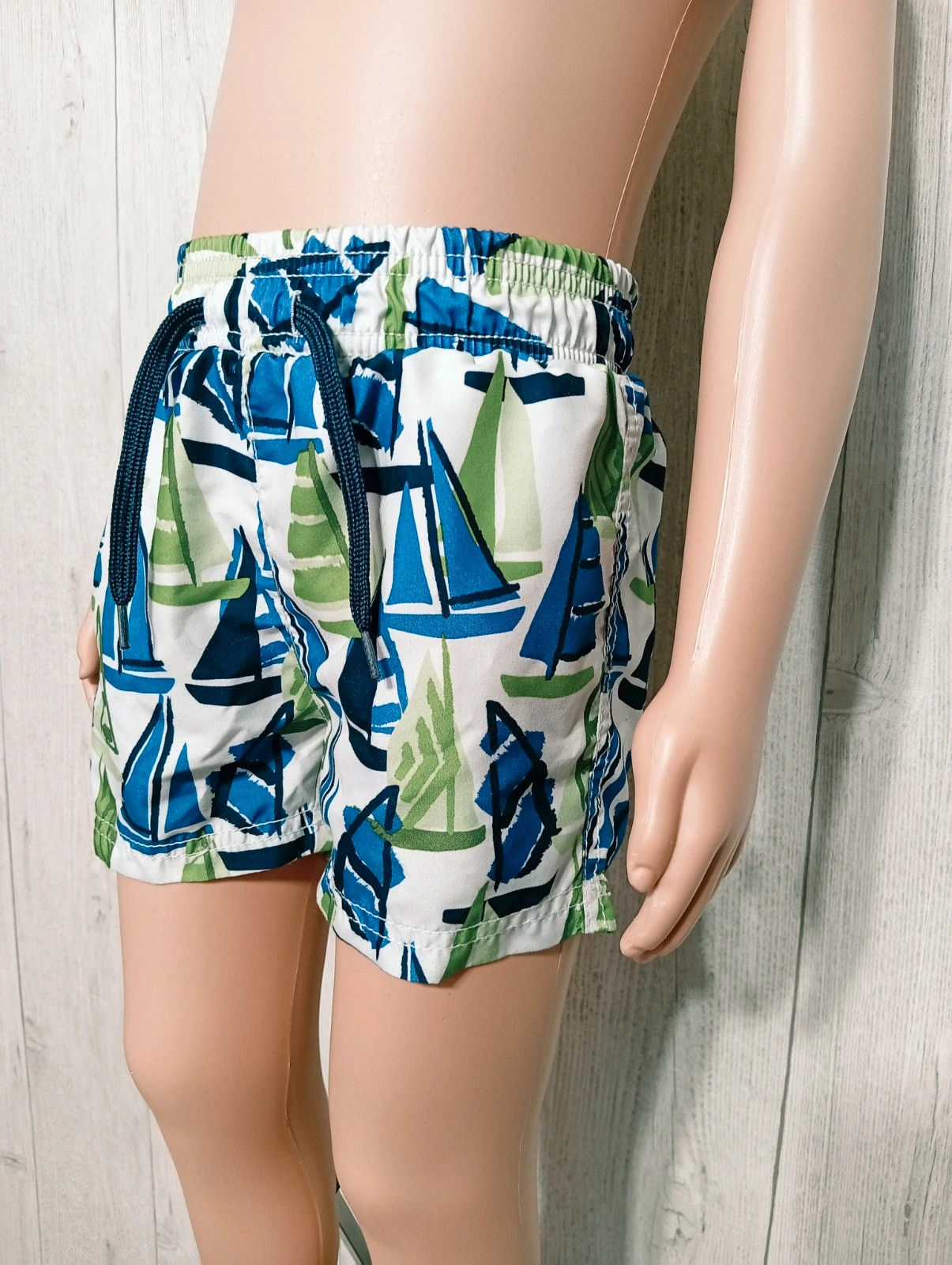 Short avec cordon serrage et taille élastique garcon - taille 3 ans - couleur blanc vert bleu – taille 3 ans / 98 cm 3