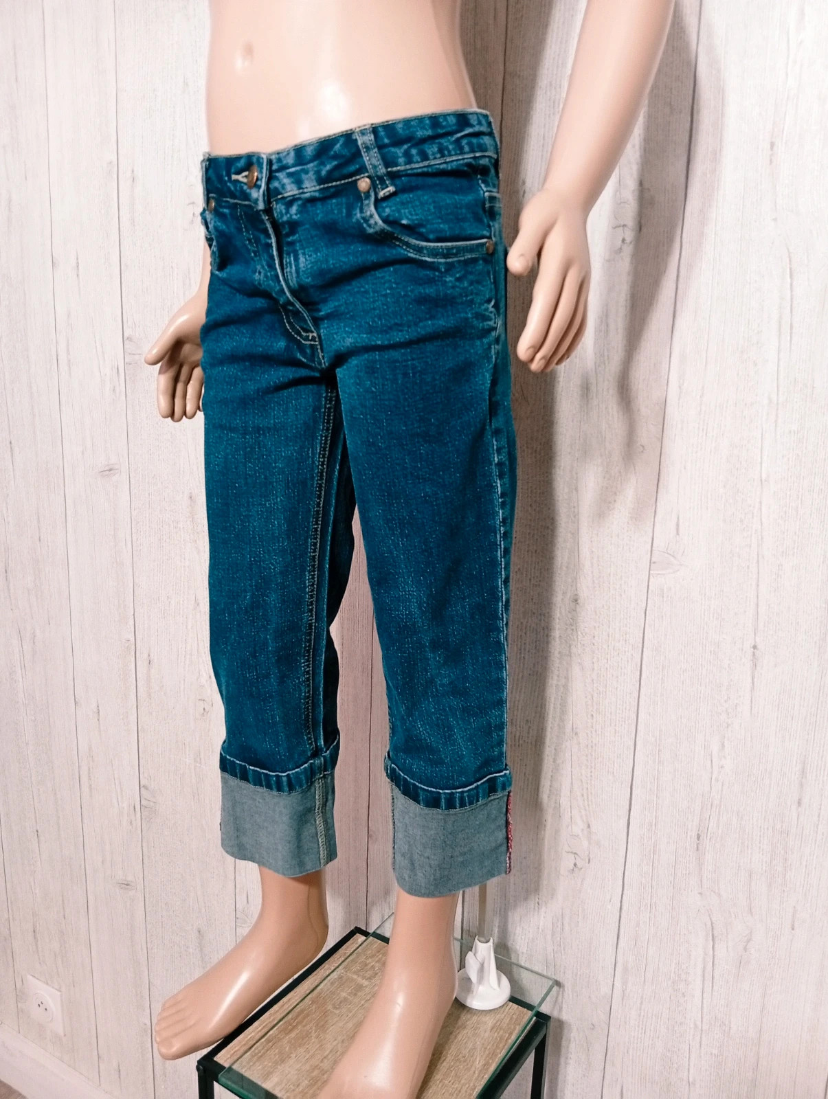Pantacourt en jeans fille - taille 10 ans (140 cm) - inextenso- couleur marine – In Extenso – taille 10 ans / 140 cm 5
