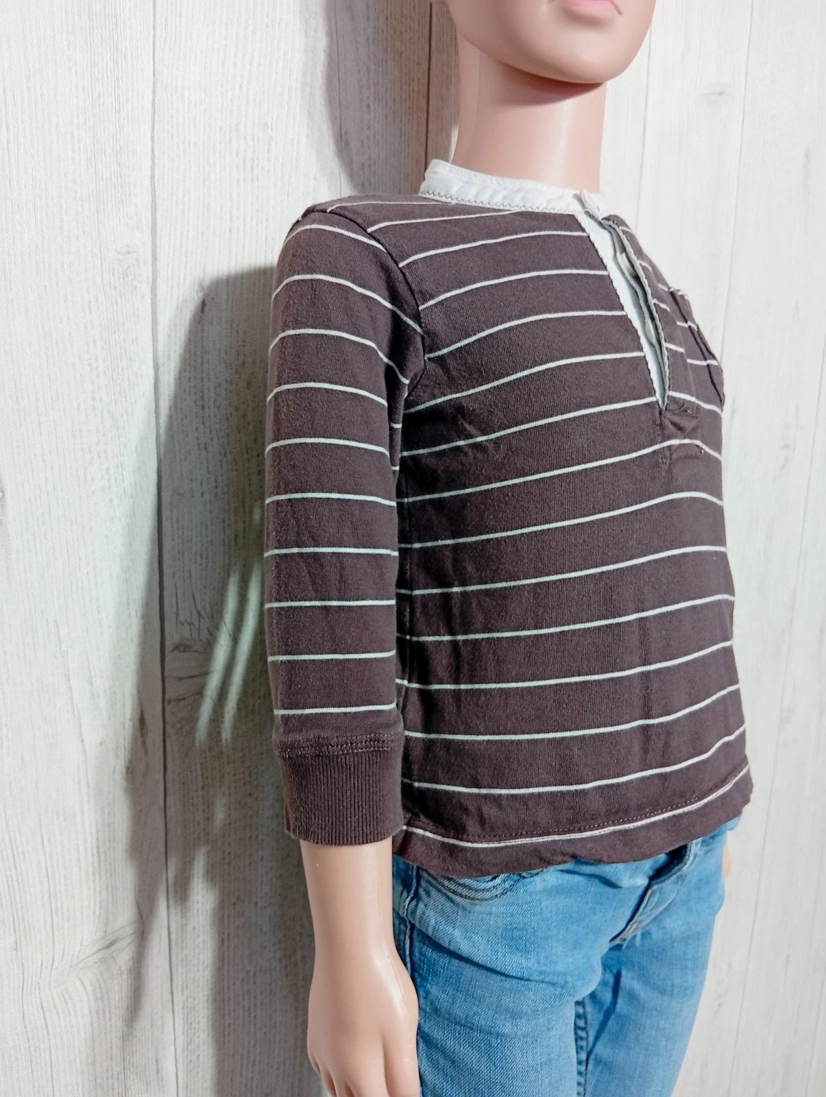T-shirt a rayure manches longues garçon-taille taille 2 ans -carrefour-couleur marron et blanc – Carrefour – taille 24-36 mois / 92 cm 4