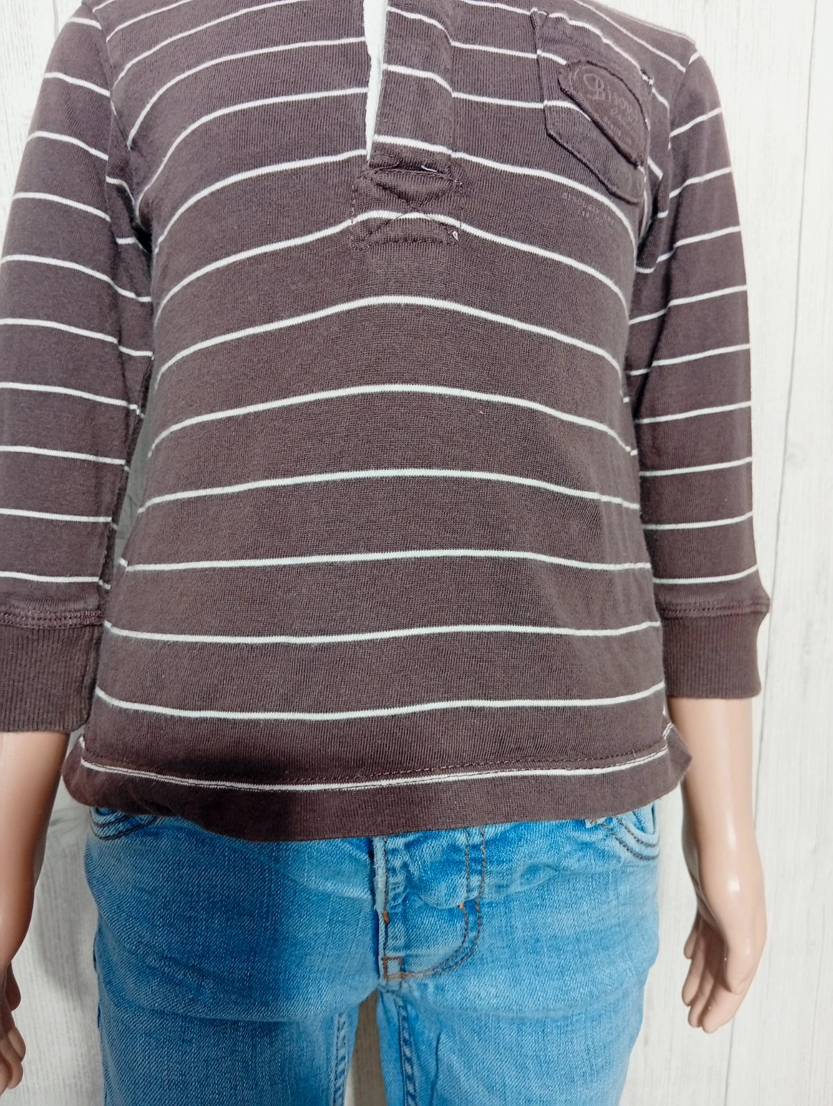 T-shirt a rayure manches longues garçon-taille taille 2 ans -carrefour-couleur marron et blanc – Carrefour – taille 24-36 mois / 92 cm 3