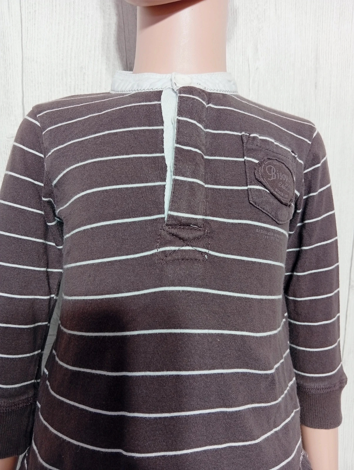 T-shirt a rayure manches longues garçon-taille taille 2 ans -carrefour-couleur marron et blanc – Carrefour – taille 24-36 mois / 92 cm 2