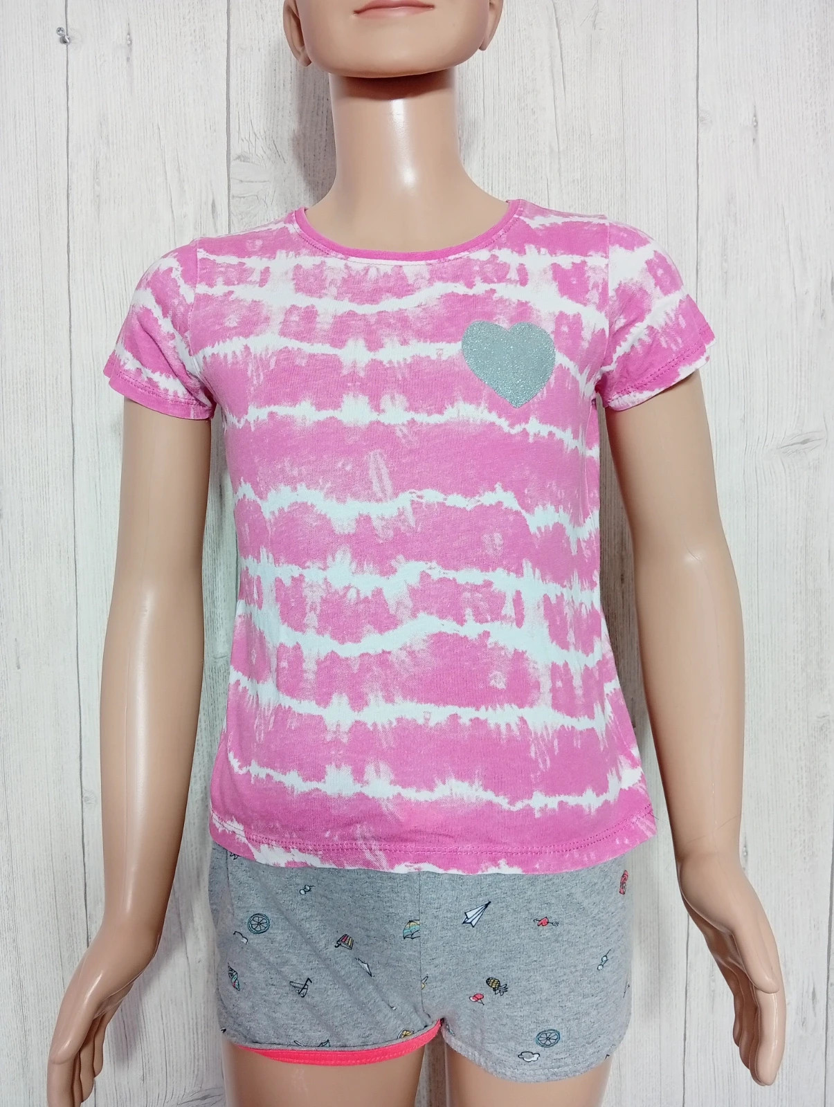 T-shirt imprimé manches courtes fille - taille 5/6 ans (116 cm) - primark - couleur fushia blanc – Primark – taille 6 ans / 116 cm