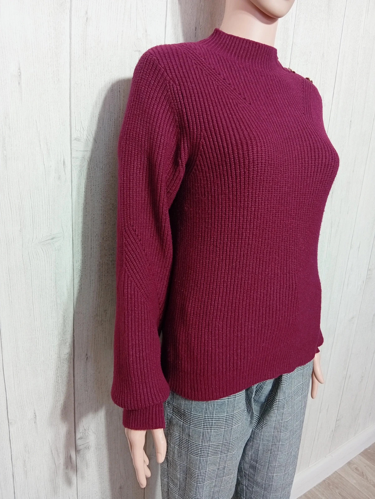 Pull d'hiver a manches longues femme - taille M/38 - cache cache - couleur bordeaux – Cache Cache – taille M / 38 / 10 4