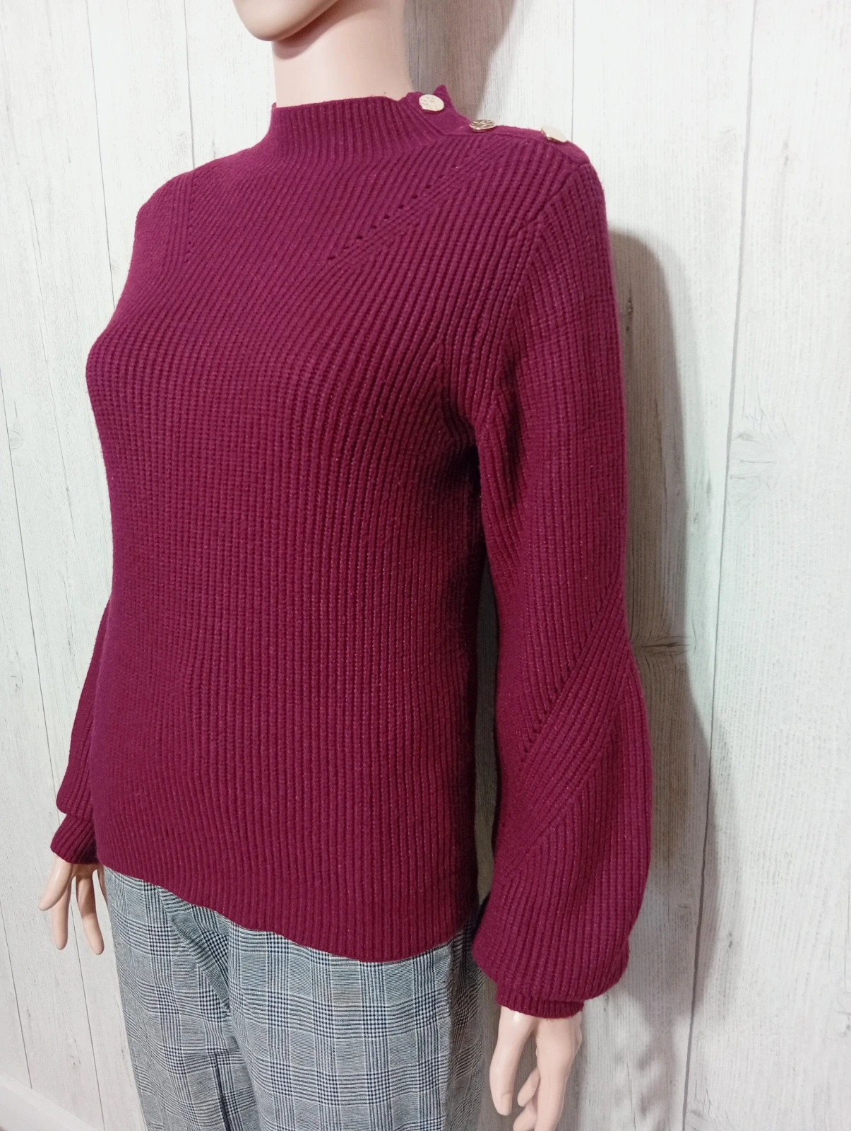 Pull d'hiver a manches longues femme - taille M/38 - cache cache - couleur bordeaux – Cache Cache – taille M / 38 / 10 5