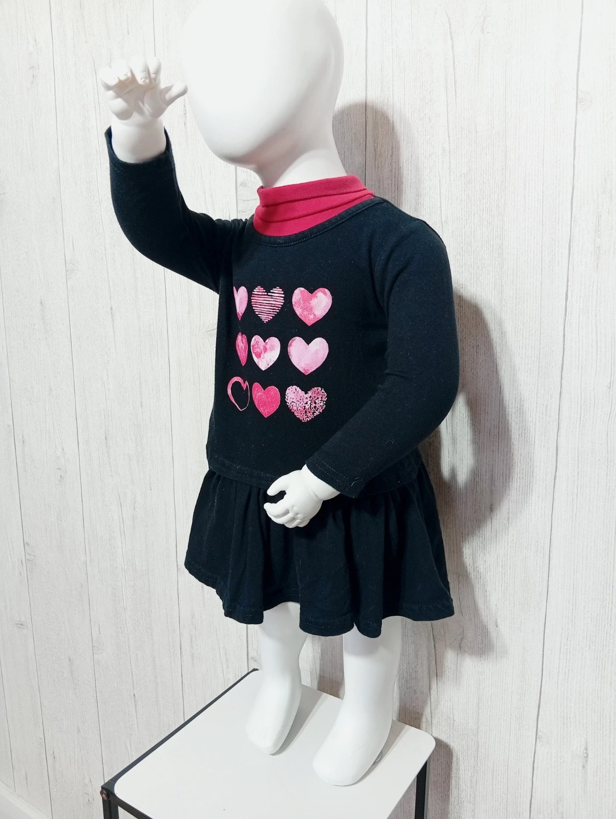 Robe courte a motif coeur fille - taille 12 mois - couleur noir rouge – taille 12-18 mois / 80 cm 3