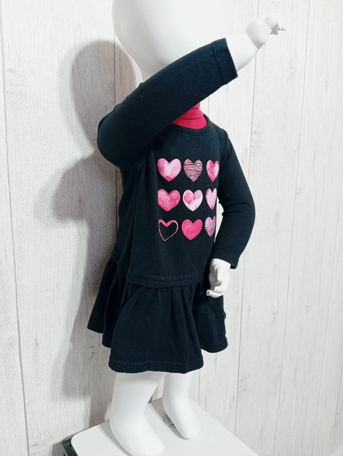 Robe courte a motif coeur fille - taille 12 mois - couleur noir rouge – taille 12-18 mois / 80 cm 2