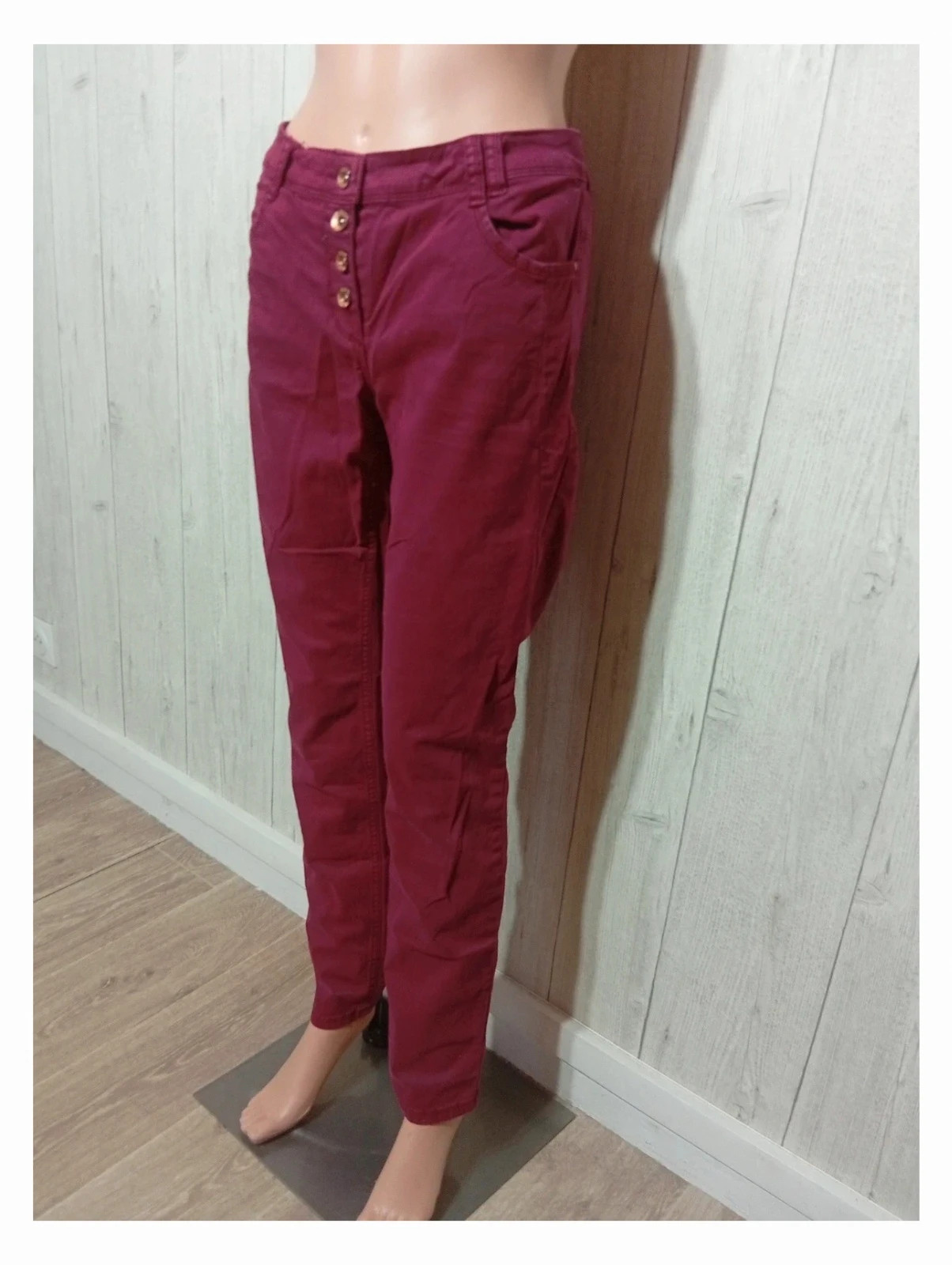 Jeans femme - taille L/40 - cecil - couleur bordeaux – Cecil – taille L / 40 / 12 3