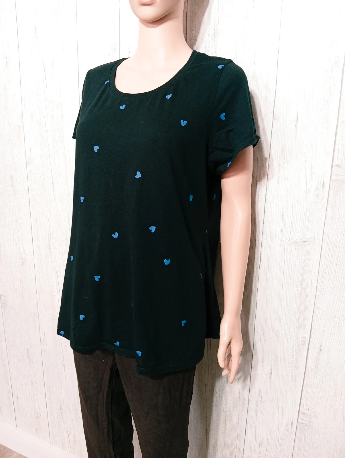 T-shirt imprimé manche courte femme- taille XL/42 - Kiabi - couleur noir a motif bleu – Kiabi – taille XL / 42 / 14 5