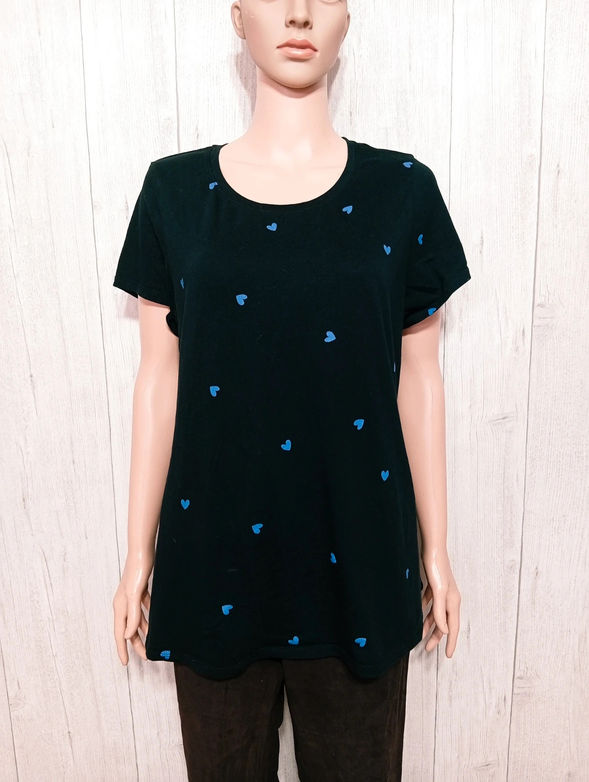 T-shirt imprimé manche courte femme- taille XL/42 - Kiabi - couleur noir a motif bleu – Kiabi – taille XL / 42 / 14