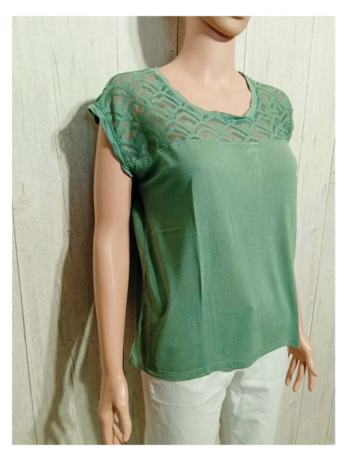T-shirt manches courtes femme - taille S/36 - couleur vert – taille S / 36 / 8 4