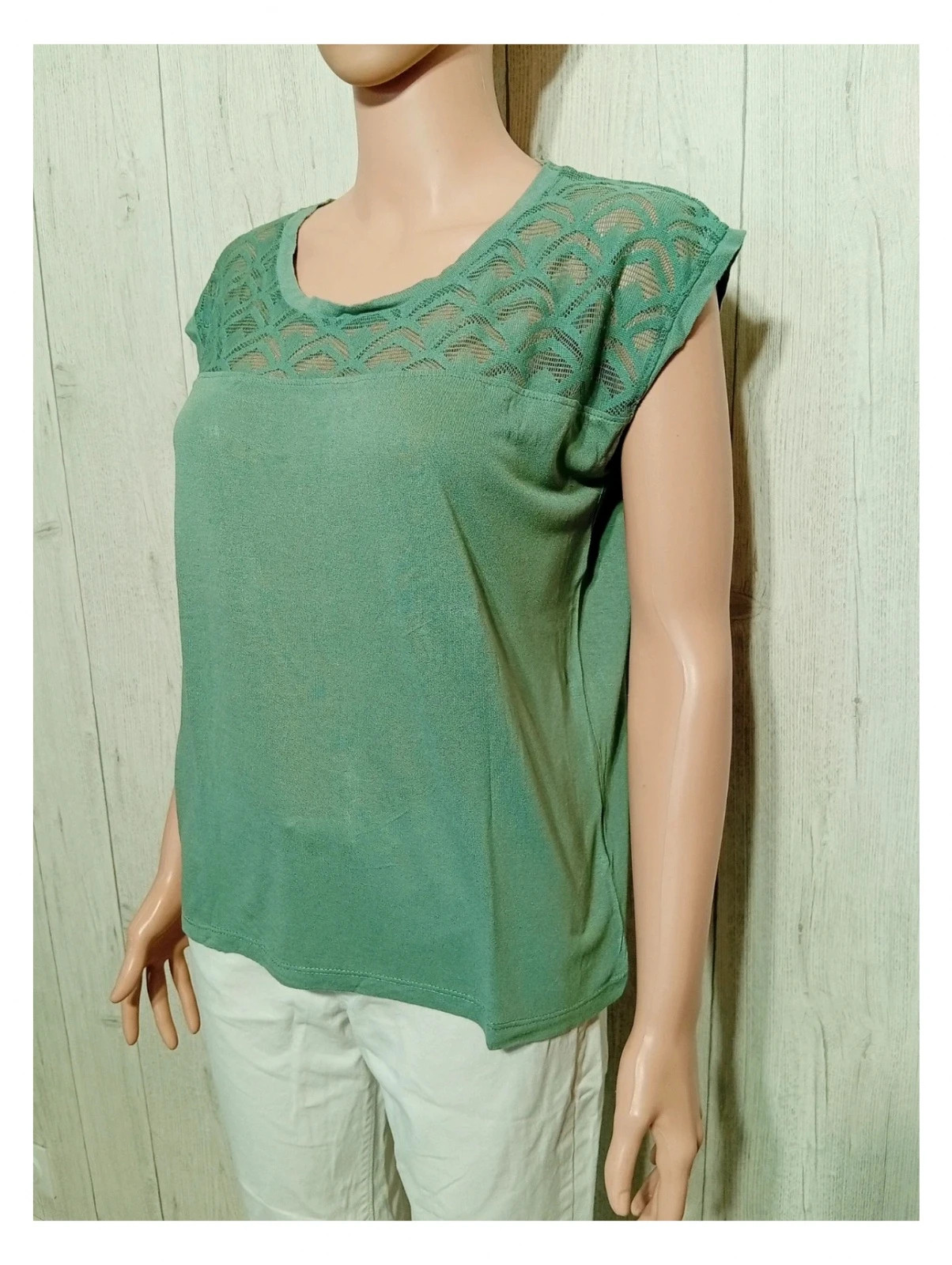 T-shirt manches courtes femme - taille S/36 - couleur vert – taille S / 36 / 8 5