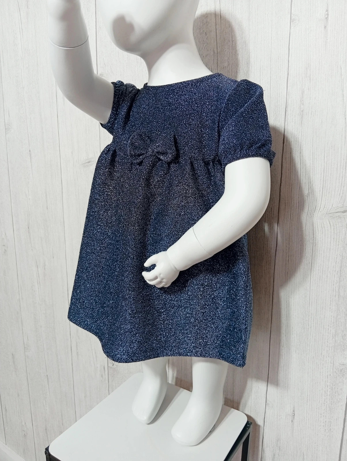 Robe bleue scintirobe agrémente d'un noeud-taille 12 mois (74 cm)-Kiabi-couleur marine argente – Kiabi – taille 9-12 mois / 74 cm 3