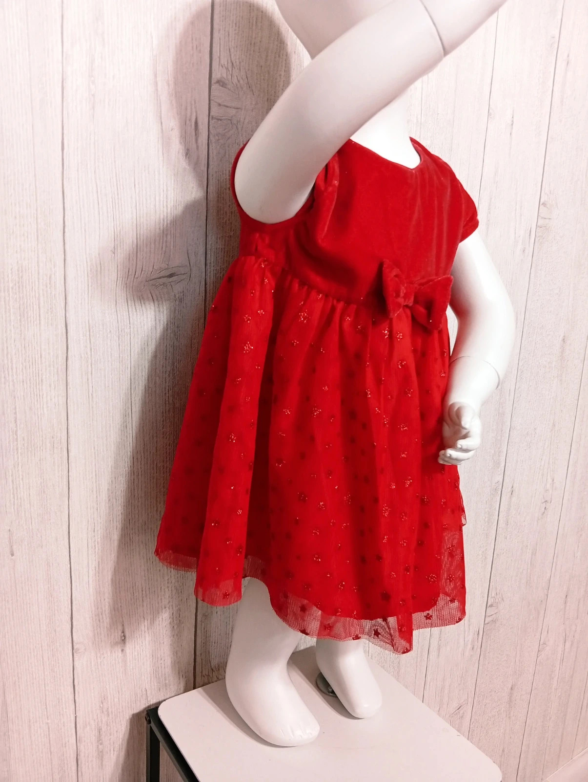 Robe de fête fille ornée d'un noeud décoratif - taille 12 mois- couleur rouge – Pat et Ripaton – taille 12-18 mois / 80 cm 2