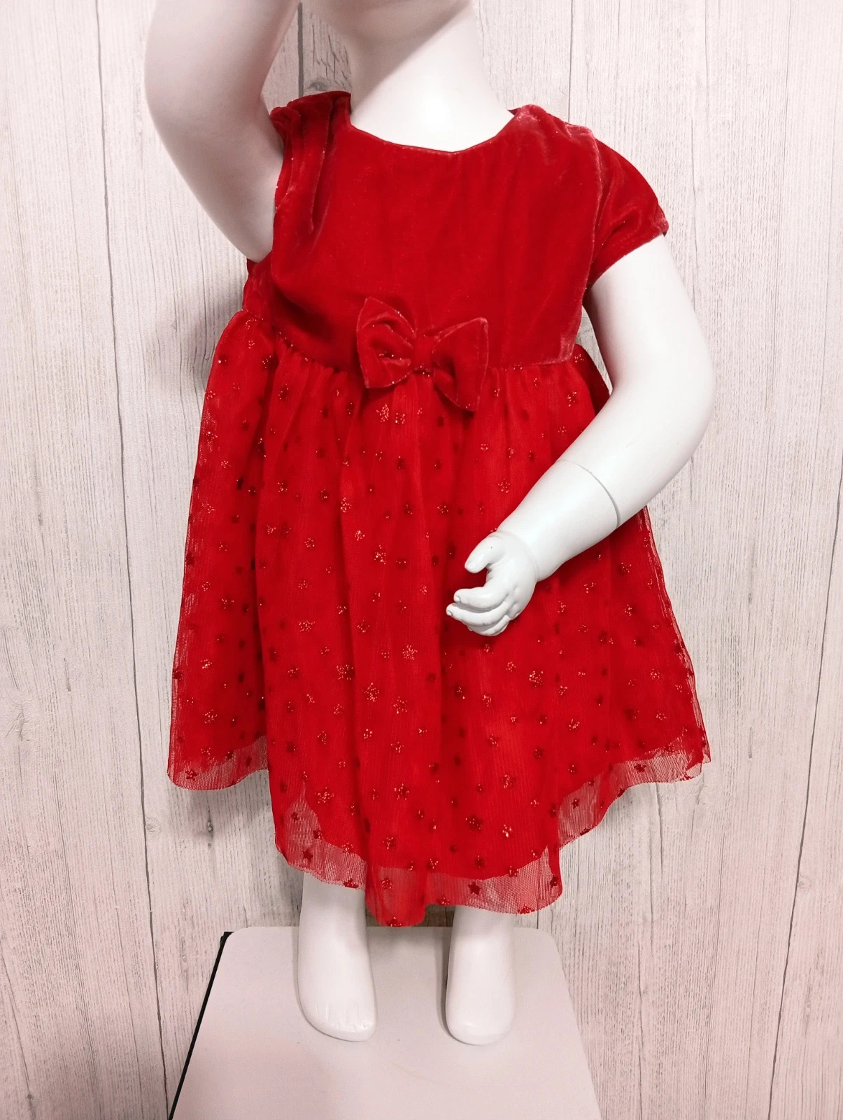 Robe de fête fille ornée d'un noeud décoratif - taille 12 mois- couleur rouge
