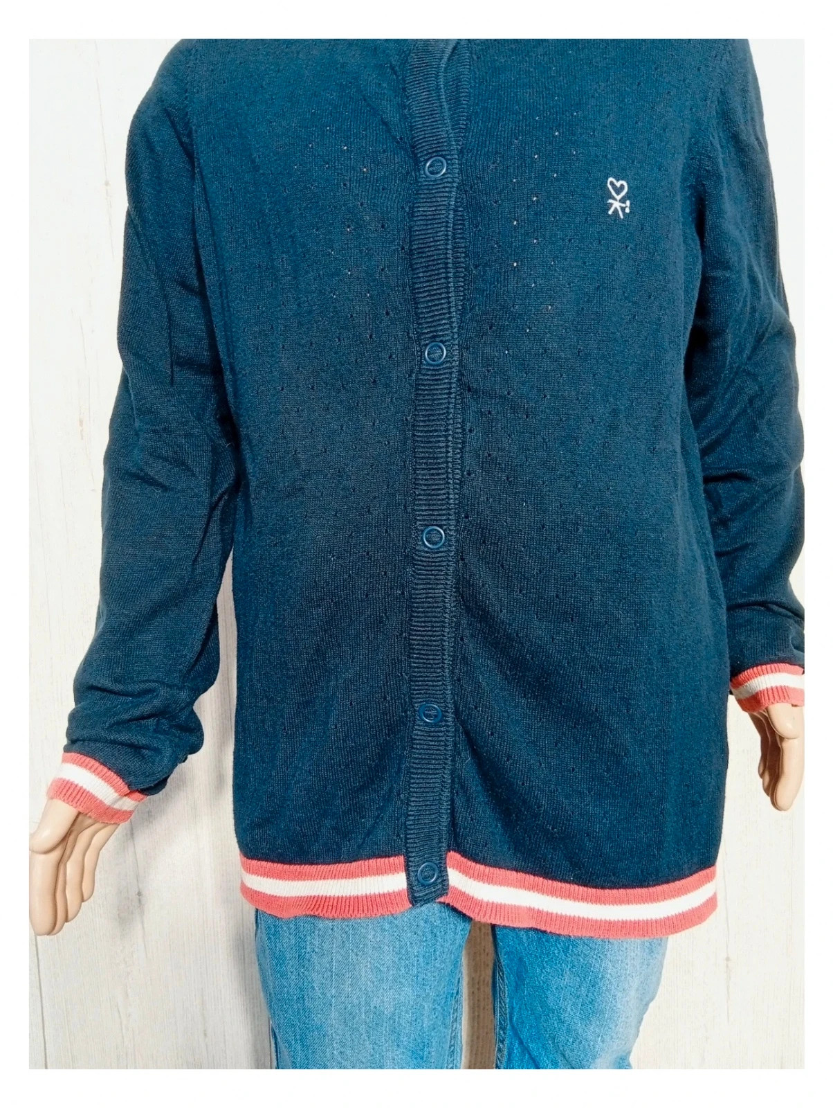 Gilet fille - taille 14 ans/158 cm - okaidi - couleur marine rouge et blanc – Okaïdi – taille 14 ans / 164 cm 3