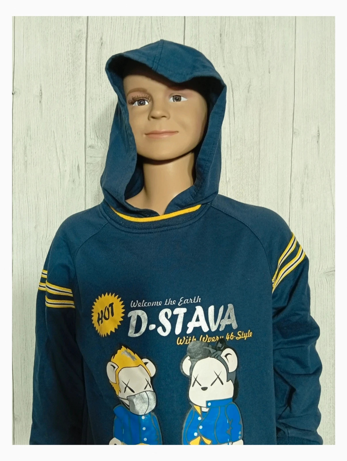 Pull a capuche garcon - taille 14 ans - DK house - couleur marine jaune – d.k.house – taille 14 ans / 164 cm 2